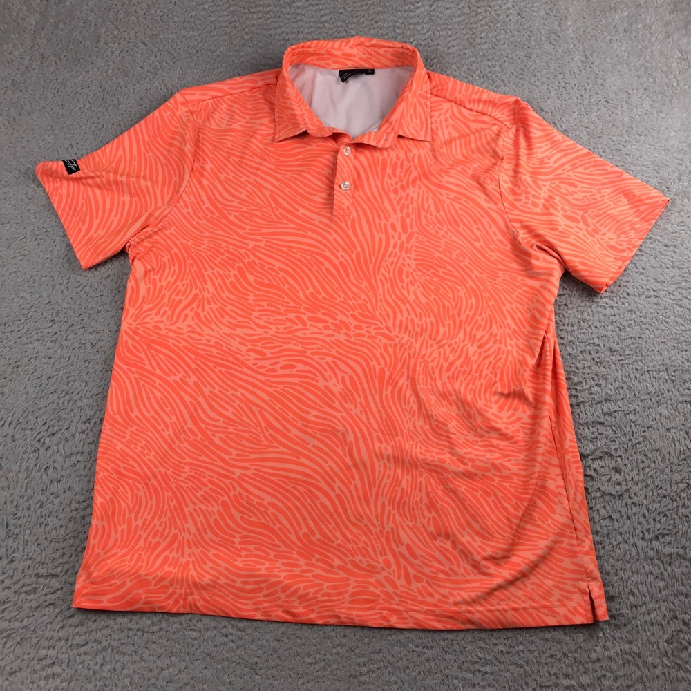 Sunday Swagger Crush Polo Golf Shirt Mens XL Orange Abstract Print Performance